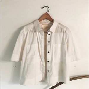 ANTHROPOLOGIE white cropped button down!